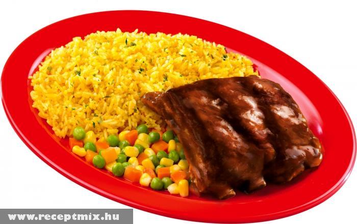 Sült borda rizzsel és zöldséggel
