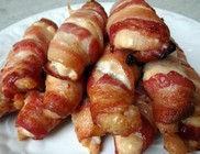 Póréhagymás csirkemell baconbe tekerve